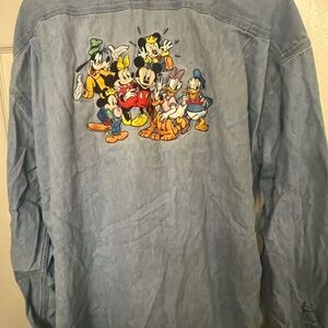 Disney Mickey Mouse and Friends Light Blue Denim Shirt XXL